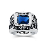 Oseew 2027 Personalized Men's Square Class Graduation Ring (White Gold)
