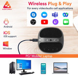 Wireless Conference Microphone with Speaker | Bluetooth, USB & 4 Mics | 360° Pickup Upto 4M Audio Array
