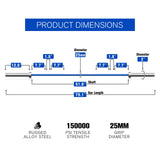 RitFit Elite 6.6ft Olympic Barbell, Robust 45lb Barbell for Weightlifting and Powerlifting, Superior Olympic Bar with Exceptional 900lbs Load Capacity, Weight Bar for 2” Standard Plates Sliver/Blue