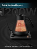 Electric Kettle, Gooseneck Electric Kettle, ±1℉ Temperature Control, Stainless Steel Inner, Quick Heating | 0.9L Black intasting