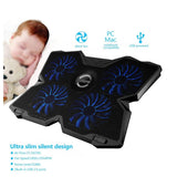 UMKLSW Laptop Cooler Cooling Pad Gaming Bracket with Four Fans and 2 for 14-17" Laptops