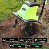 LOVTILLER 12 Inch Small Electric Corded Garden Tiller Cultivator 8.5 AMP Power Rototiller for Gardening