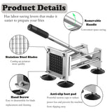 French Fry Cutter，Professional Stainless Steel Potato Cutter， Press Fries with 1/2-Inch and 3/8-Inch Blade Great for Potatoes