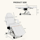 Icoget Electric Lift Facial Bed with Stool for Esthetician, 4-Section Tattoo Chair with Adjustable Backrest and Leg Rest, Spa Salon Massage Table for Beauty, Waxing, Lashing, White