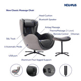 Nouhaus Heated Classic Massage Chair Full Body and Spot Massaging Recliner with Ottoman, Bluetooth Speaker, in-Chair Charger. Portable Shiatsu Body Massager Chair (Black)