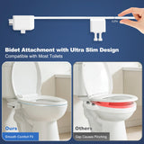 Hibbent Ultra-Slim Bidet Attachment for Toilet, Non-Electric Self Cleaning Bidet Toilet Seat, Adjustable Fresh Cold Water Pressure Bidet Sprayer, Retractable Dual Nozzles for Rear & Feminine Wash