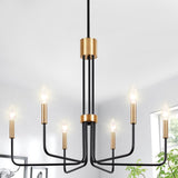 LXWNYY Modern Black and Gold Chandelier,6-Light Farmhouse Chandelier for Dining Room Light Fixtures Ceiling Hanging Industrial Chandelier Light Fixture for Kitchen Living Room Bedroom Entryway