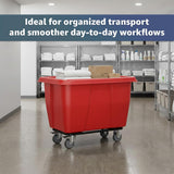 8 Cubic Foot 500 lb. Trash Cube Truck, Red Commercial Laundry Cart