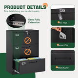 Letaya 3 Drawer File Cabinets with Lock,Metal Lateral Filing Storage Cabinet Printer Stand