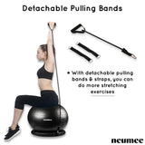 NEUMEE Yoga Ball Chair with 65cm Exercise Ball & 2 Resistance Bands, Stability Base for Home Office, Yoga, Pilates & Fitness, Balance Ball for Posture, Core Strength & Low Impact Workouts (Teal)