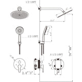 JQBQS Shower Faucet Set 12IN Brass Rough-In Valve Body Trim Kit Rainfall Included Handle Accessories Complete 2 Functions with Rain Head and Handheld Bathroom Systems (12'', Brushed Nickel)