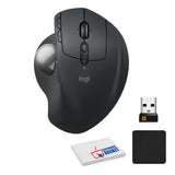 Logitech MX Ergo S Wireless Trackball Mouse, 2.4 dpi Laser Sensor, 6 Programmable Buttons, 4-Way Scroll Wheel for PC/MAC Bundle with Mouse Pad (Black) + Microfiber Cleaning Cloth