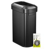 EKO Urban 24 Gallon/90 Liter Open Top Stainless Steel Slim Commercial Trash Can, Tall Kitchen Trash Bin, Heavy-Duty Commercial Grade Large Garbage Bin for Home, Office, Hotel, Restaurant, Matte Black