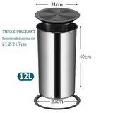 12L Commercial Round Kitchen Waste Bin with Flap - Space-Saving Countertop Trash Can for Cabinets, Black Trash Chute, Durable Waste Container for Home & Office