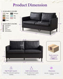 TYBOATLE Black Faux Leather Small Couch Loveseat, 2-Seater for Living Room
