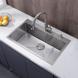 VESLA HOME 30 inch Drop in Kitchen Sink, Topmount Single Bowl 304 Stainless Steel Handmade Satin Finish Kitchen Sinks with Dish Grid and Strainer