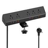 VILONG Desk Clamp Power Strip USB C 65W,Edge Mount Outlet,6FT,Black