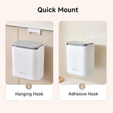 Small Trash Can with Lid, 1.8 Gallon Flip-Top Wall-Mounted Garbage Can, Slim Waste Basket & Compost Bin for Bathroom, Kitchen
