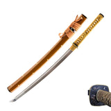 Hand Forged Folded Damascus Steel Plum Blossom Sunburst Wakizashi Sword