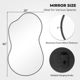 WallBeyond Irregular Wall Mirror – Asymmetrical Mirror with Aluminum Alloy Frame, Decorative Wall Mirror for Living Room, Bedroom, Bathroom, and Entryway 46" H x 26" W (Black)