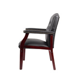 Ergonomic High Back Office Guest Chair - Black Leather Executive Single Chair for Reception & Conference Rooms, Waiting Room, Meeting, Lobby, Church, No Wheels with Arm Fixed Base Design