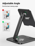 UGREEN Tablet Stand Compatible for iPad Desk Stand Holder Adjustable Aluminum Thicker Base Compatible with iPad Pro Air Mini 13 12.9 11 Inch Home Office Desk Accessories Black