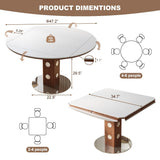 Extendable Dining Table for 6, Modern Dining Table with Leaf, Round White