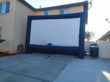 QILEBA 24 Feet Inflatable Projector Movie Screen Outdoor Indoor, Portable Blow Up Cinema Projection Screen, with Air Blower, Tie-Downs and Storage Bag, for Backyard Pool Party Movie Nights