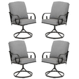 MELLCOM Outdoor Swivel Rocker Patio Chairs with Grey Cushions, Set of 4