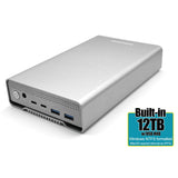 12TB USB 3.2 Gen 2 (10Gbps) USB-C External Hard Drive w/USB HUB for Windows or MacOS Desktop PC/Laptop (Silver) Avolusion