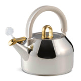 Michael Graves Design Steamy Kettle - Whistling 2.2 Quart Stainless Steel Stovetop Kettle, Induction Compatible, Ergonomic 2-Hand Grip Handle, Easy Flip Spout, Removable Lid, Fold-Down Storage Handle