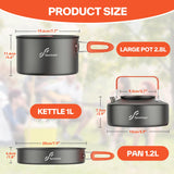 Sportneer Camping Cookware Set, 18Pcs Non-Stick Lightweight Pots, Pan, Kettle with Stainless Steel Cups, Plates, Forks, Knives & Spoons for Camping, Backpacking, Hiking, Outdoor Cooking & Picnic