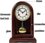 Wooden Pendulum Mantel Clock with Westminster Chimes Mechanical Table Clock for Living Room, Office, Home Decor