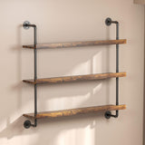 Woskar 3-Tier Wall Mounted Wine Rack with LED,Liquor Bottles Floating Shelves Display Storage Organizer for Home Bar Dining Room Kitchen (40" W x 47.2" H)