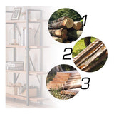 4 Tier Solid Wood Bookcase, Real Natural 4 Shelf Rustic Wooden and Metal Bookshelf