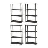 Sterilite 4-Pack 4 Shelf Unit, Heavy-Duty Shelving Storage and Utility Rack - Standing Plastic Organizer Shelves for Kitchen, Bathroom, and Garage