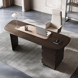 AQWASYUTER Office Computer Desk Retro Style Study Desk with Storage Cabinet