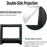 QILEBA 24 Feet Inflatable Projector Movie Screen Outdoor Indoor, Portable Blow Up Cinema Projection Screen, with Air Blower, Tie-Downs and Storage Bag, for Backyard Pool Party Movie Nights