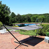 Sunnydaze Quilted Outdoor Hammock with Spreader Bars - Heavy-Duty 450-Pound Capacity Double Hammock for Outside - Black and White