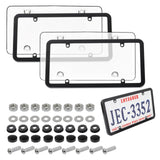 LoyaGour 2Pack Transparent License Plate Cover and Frames,Clear Front and Rear License Plate Holder,Unbreakable Car Licence Plate Frame Protector fits Any US Plates with Screws & Caps (Black Frame)