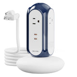 MiaoLab Power Strip Tower with 2 USB-C Ports (30W Fast Charing), 1420J Surge Protector, 4 AC Outlets, 6.6FT Extension Cord with Overload Protection, 1875W/15A Charging Station for Home Office Desk