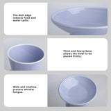 KITCHENLESTAR Ceramic Elevated Cat Bowls - 6.2 Inch Extra Wide Raised Cat Food and Water Bowl Set for Indoor Cats, Whisker-Friendly Ceramic Cat Dish for Elder Big Cats & Small Dogs,Light Purple,2 Pack