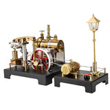MechPuConToy Steam Engine Model with Boiler and Lamp Scene DIY Kit 84PCS
