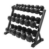 RITFIT Rubber Hex Dumbbells Set with Rack, 180-780LB Heavy-Duty Cast Iron Core, Knurled Chrome Handle, Space-Saving Storage Rack for Home Gym Strength Training