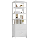 Industrial Bookcase with File Cabinet Drawers, 71.6 in Tall Bookshelf 5 Tier, Freestanding Storage Home Office Cabinet Organizer