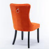MOOLSUN Velvet Dining Chairs Set of 8, High Back Side Chairs, Modern Padded High-End Tufted Upholstered Chairs with Button-Tufted Back & Rear Pull Tabs, Solid Wood Legs E-Orange(Solid Wood Legs)