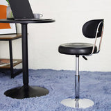FURWOO Black PU Leather Swivel Salon Chair Mini Barber Shop Stool with Backrest for Manicure, Tattoo, and Office Use