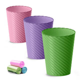 Lysam Bathroom Trash Can 3 Pack, 1.8 Gallon Small Trash Can with Trash Bags