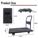 Foldable Platform Truck Dolly with Swivel Wheels, Heavy Duty Moving Platform Hand Truck, Moving Flatbed Cart Push Cart Platform Dolly Cart for Groceries