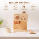 ibwaae Kids Coffee Maker 10Pcs Toy Coffee Maker Playset Wooden Kitchen Set Toys Toddler Play Kitchen Accessories